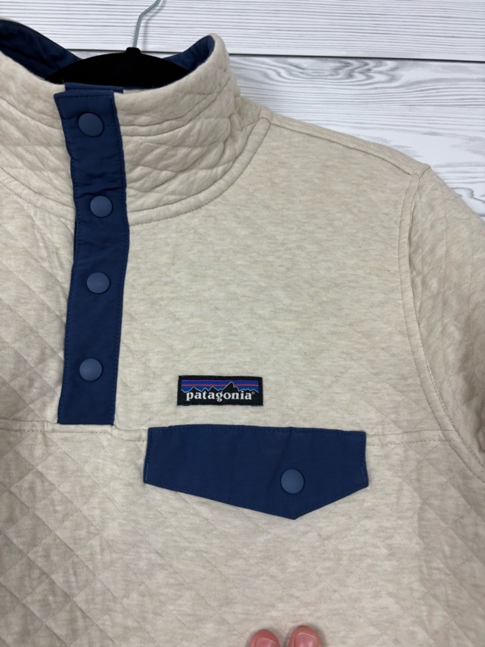 Patagonia Organic Cotton Quilted Snap-T Pullover Sweatshirt Medium oatmeal tan - Picture 4 of 8